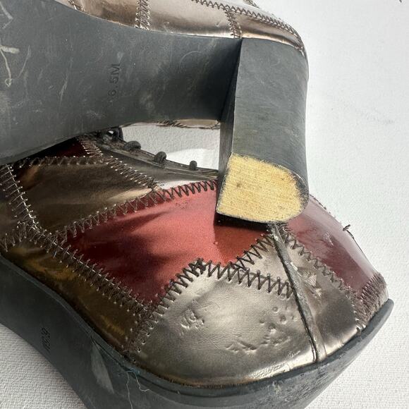 jeffrey campbell patchwork Patch litas platform bootie lace up boots size 6.5 - Picture 4 of 9